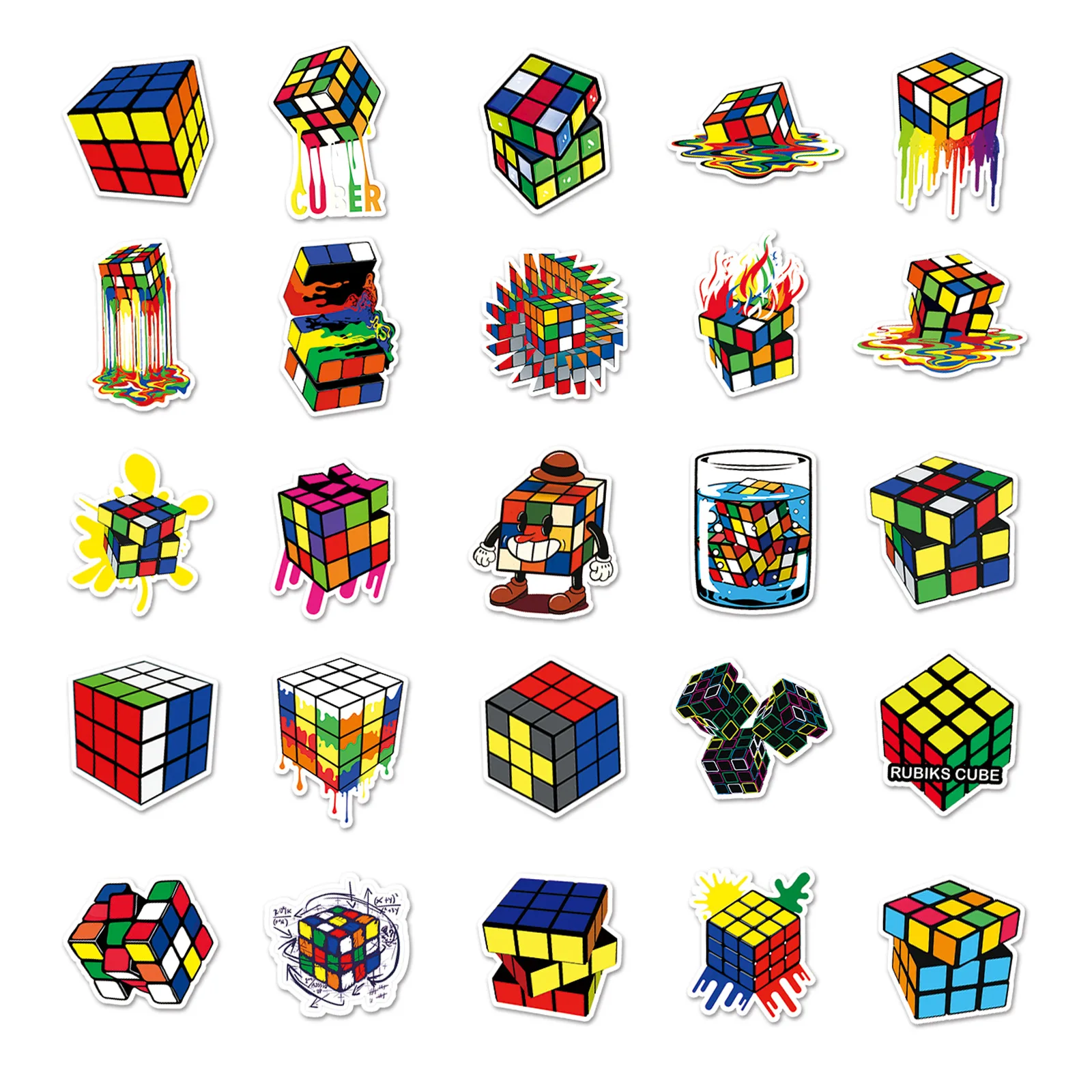 50 Pcs Magic Cube Designer Toys Cartoon adesivi impermeabili Graffiti creativi Skateboard Notebook Laptop decorazione Sticker