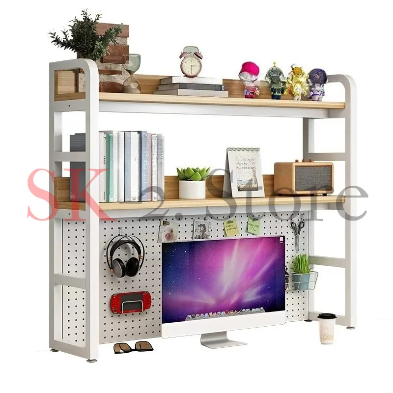 Multifunctional desk storage shelf multi-layer simple bookshelf wrought iron hole board can be placed on the desktop
