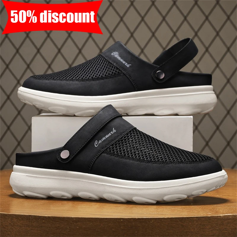 Men Casual Shoes Summer New Outdoor Hiking Breathable Beach Shoes Fashionable Mesh Light Soft Sole Comfortable Non Slip Slippers