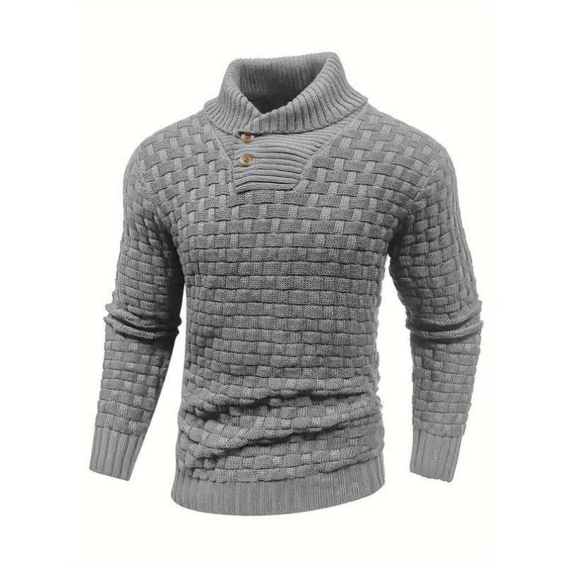 

High Elastici Casual Plaid Pattern Men's Sweater Ci Walk Collar Nine Sve Length Coolmax Fiber Deformable