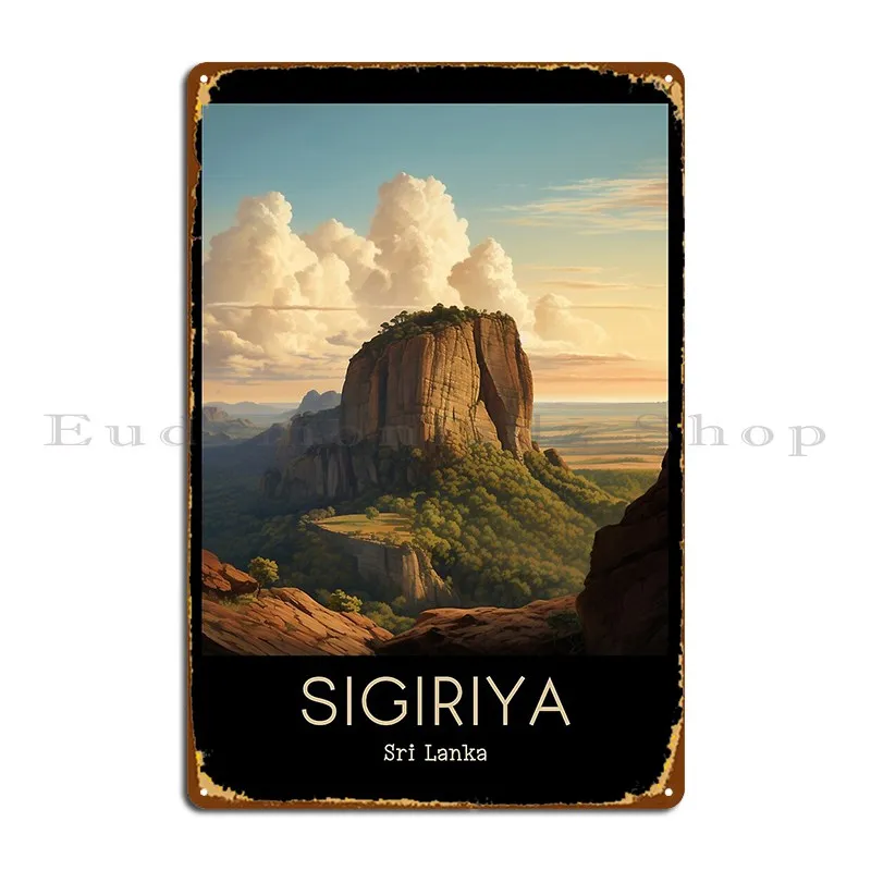 A Vintage Travel Illustration Of Sigiriya Sri Lanka Metal Signs Wall Cave Sign Rusty Designs Plaques Tin Sign Poster