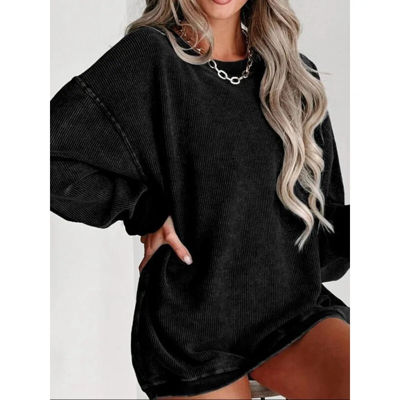 

Свободная женская толстовка с круглым вырезом, удобный свитшот, пуловер, весенняя модная повседневная одежда, 100% другой материал