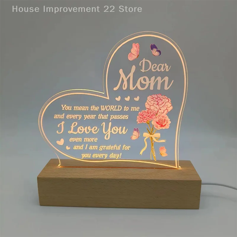 To My Mom Creative Led Night Light สําหรับตกแต่งห้องพักหน้าแรก Nightlight Birthday Party Decor ของขวัญปรับสามสี Light