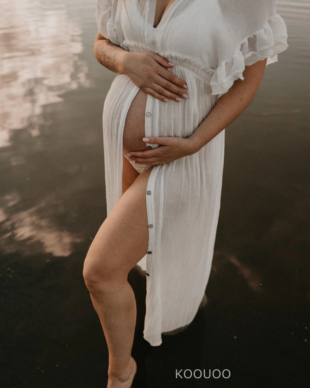 Maternity Bohemian Dresses for Photoshoot Pregnancy Photography White Cotton Casual For Wedding Guest Summer Party Maxi Gown