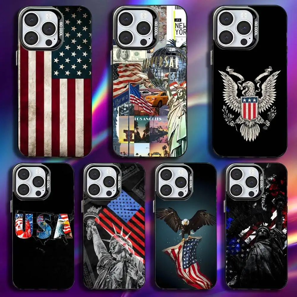 

Flag American USA Phone Case For iPhone 17,16,15,14,13,12,11,Pro,Max,Plus,Mini,XS,SE Anti Fall Black Matte Hard Bumper