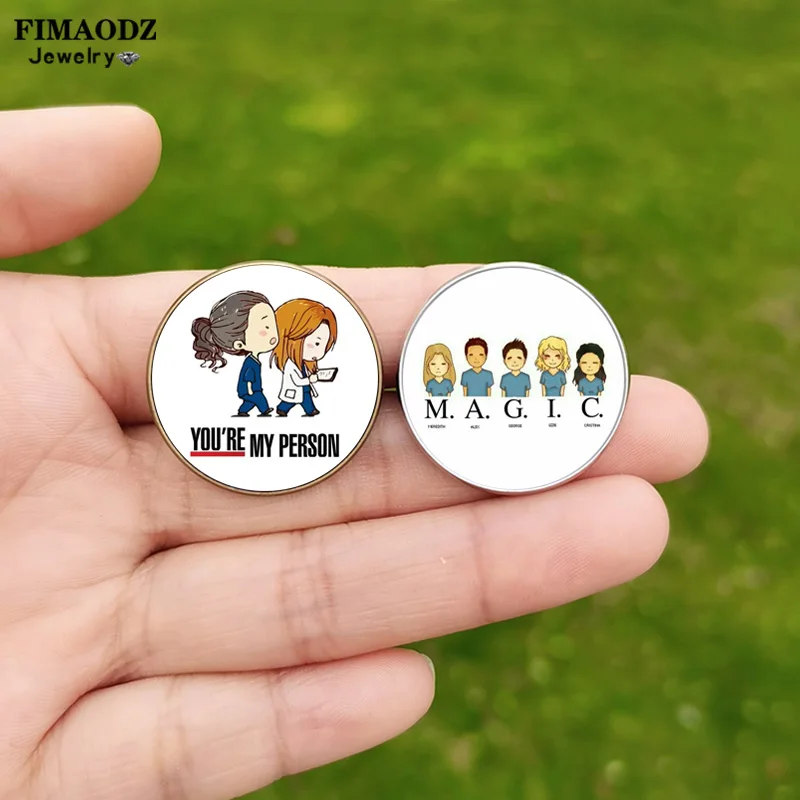 New Fashion grey Anatomy Pin s spille per uomo donna TV Fans Cartoon Doctor Nurse Photo distintivo in vetro personalizzato spilla gioielli