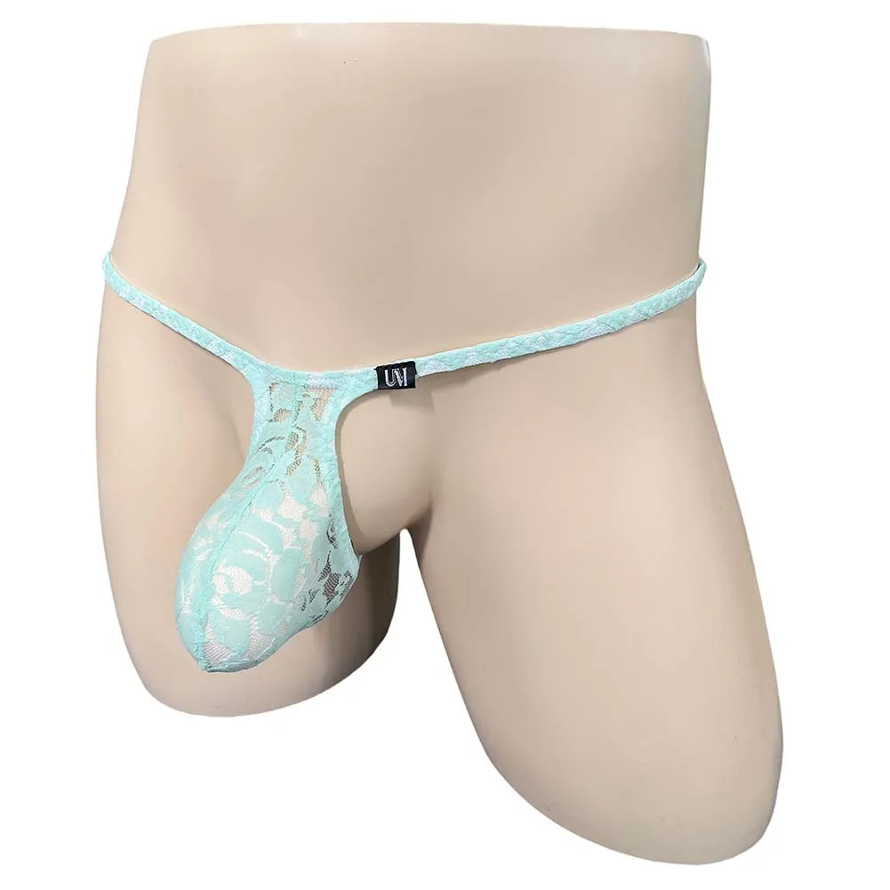 Men Delicate Lace Large Gay Sissy Pouch Very Hot Lingerie G-string Thongs Low Rise T-back Erotic Underwear Extreme Men's Panties