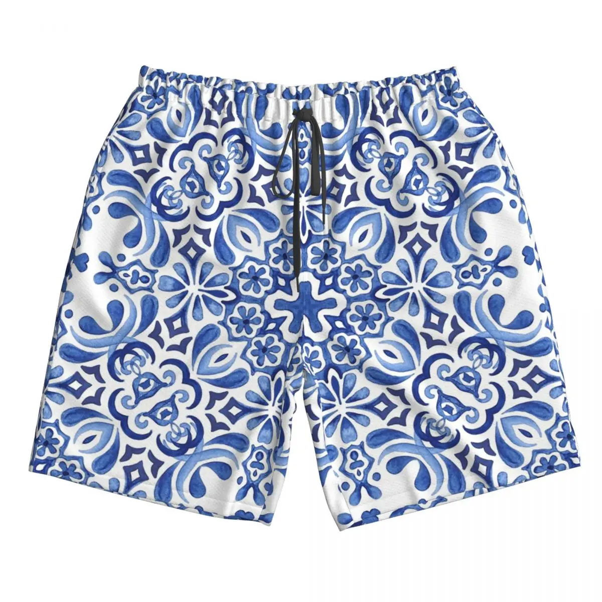 

Mediterranean Mosaic Tiles Azulej Trunks Beach Board Shorts Casual Quick Dry Swimming Summer Men Pants