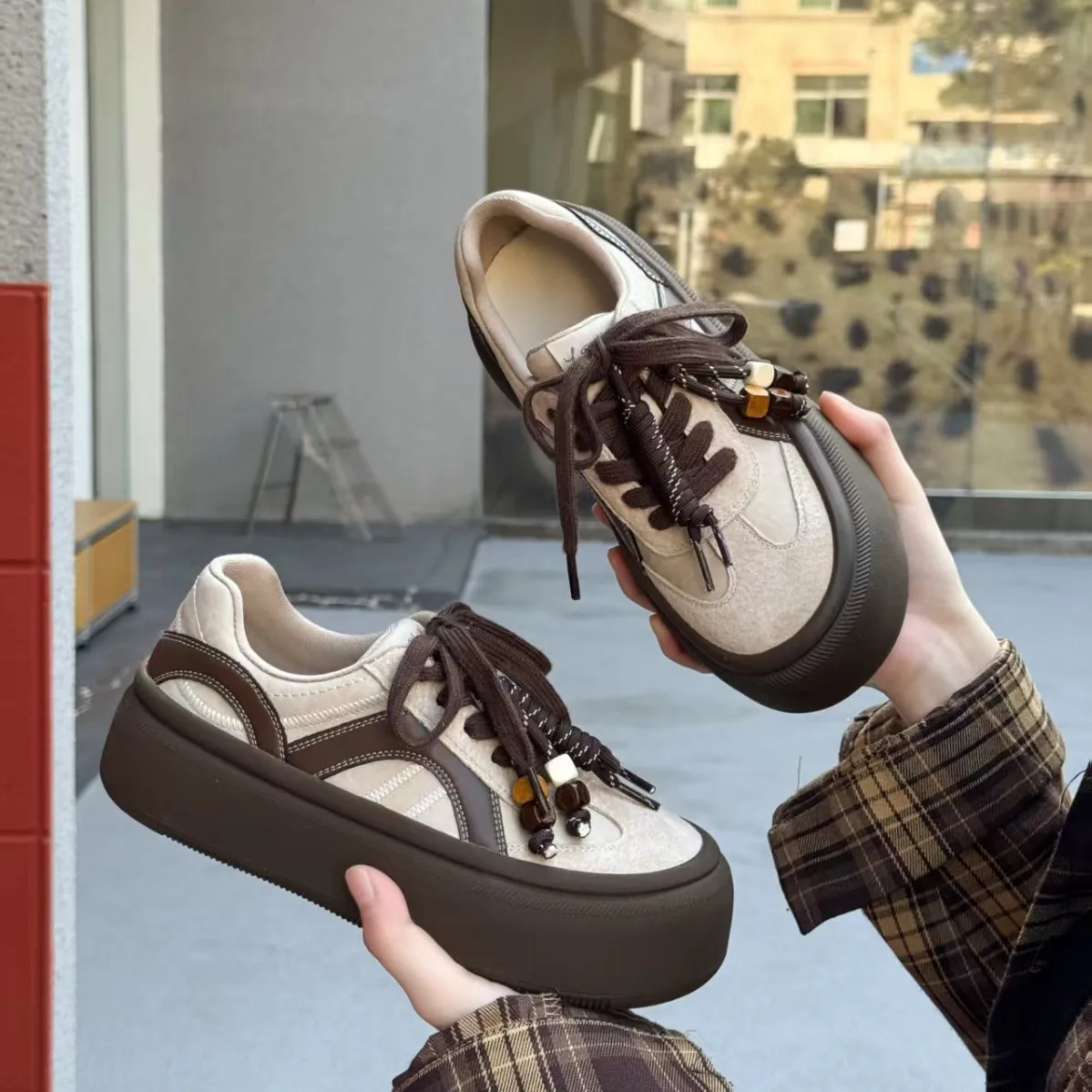 

Повседневные кроссовки из натуральной кожи, женские модные весенне-осенние кружевные туфли, женские однотонные спортивные туфли высокого качества