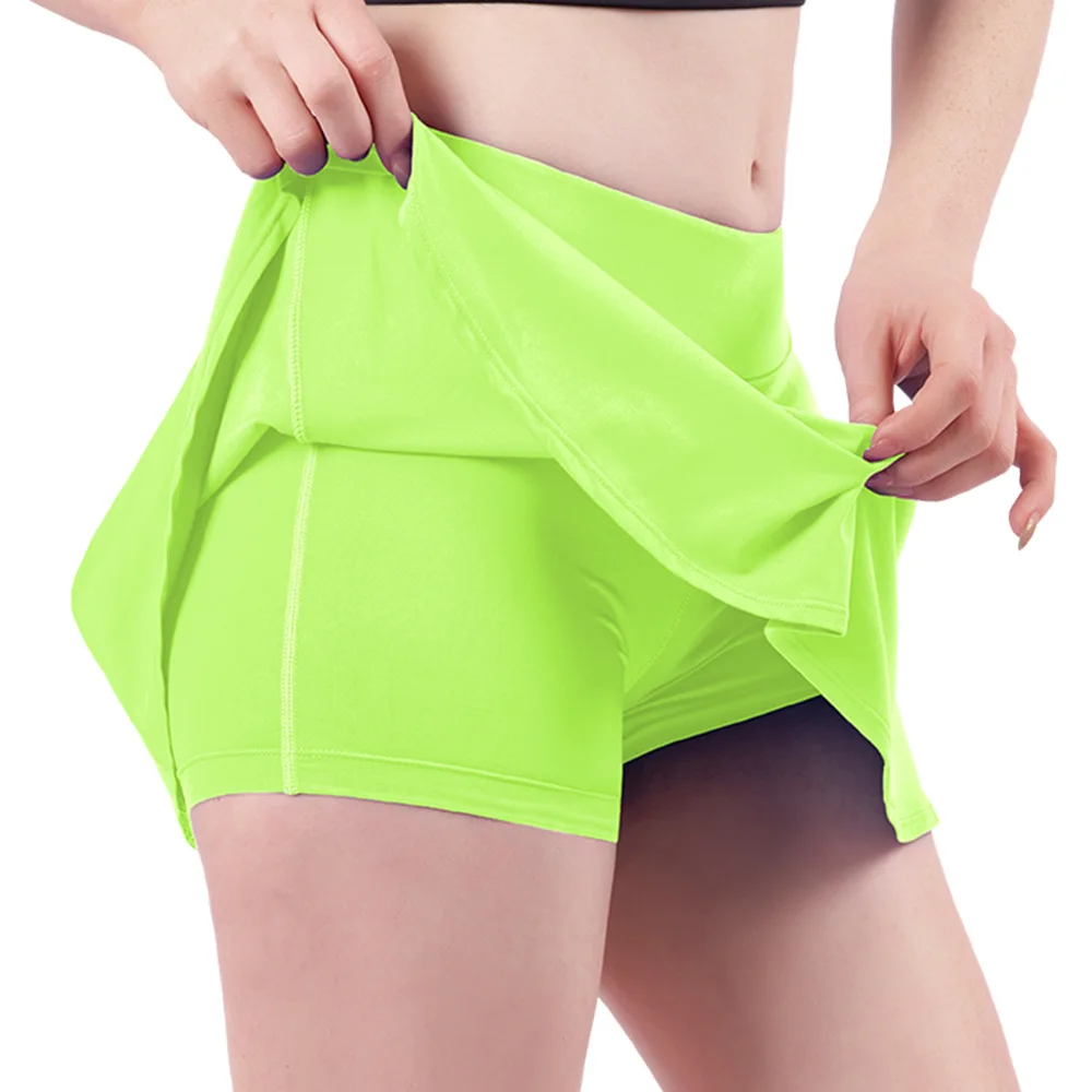 Basic Tennis Skorts Women Dry Fit Gym Yoga Dance Sportswear Mini Skirt Shorts 2in1 Training Exercise Summer Running Fitness