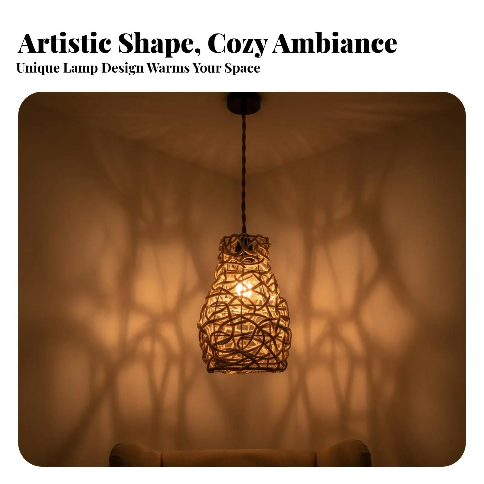 Natural Woven Rope Pendant Ceiling Light Artisan Lampshade for Living Room Balcony Bohemian Rustic Interior Lighting Fixture