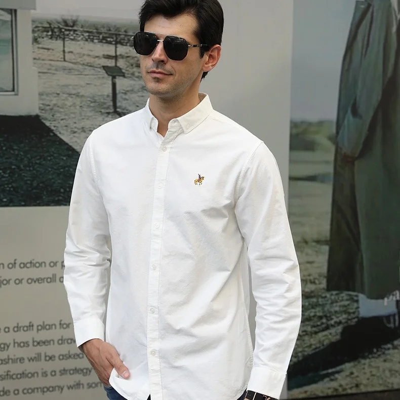 

Pure Cotton Oxford Cloth Men's Casual Long Sleeve Shirt Large Size Comfortable Fit Fashionable Striped Pattern Business Wear