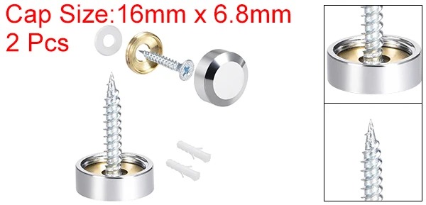 Uxcell 2/4/8 Stück 10/12/14/18/22/25mm Spiegelschrauben Dekorative Kappenabdeckung Nägel Poliertes Gold Silber – Detail 18