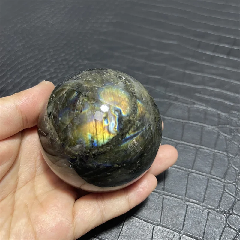 67mm Natural Labradorite Crystal Ball Moonlight Quartz Polished Magic Ball Home Decoration Ornaments with Base