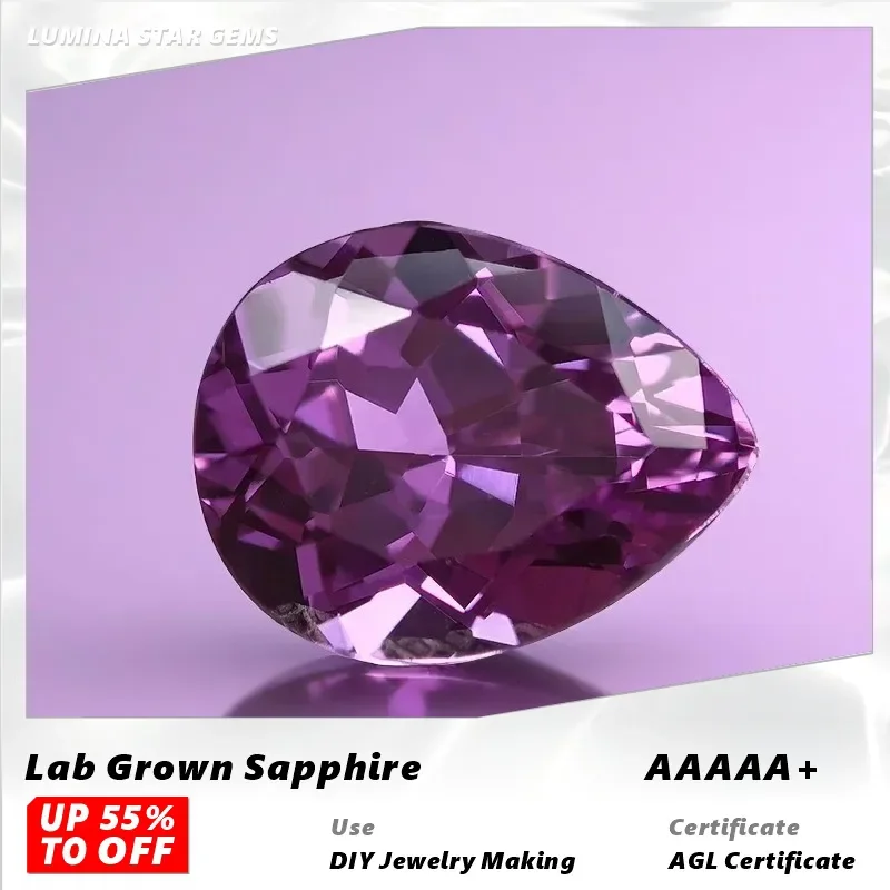 

L-Purplish Red Color Lab Grown Sapphire Pear Cut VVS1 Stone for Charms Diy Jewelry Making Bracelet Selectable AGL Certificate