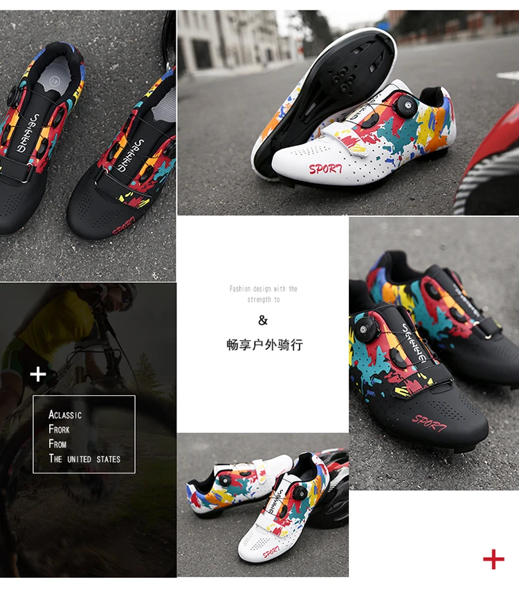 2023 MTB-Radschuhe Herren Mountainbike-Schuhe Rennrad-Straßenfahrrad-Flachschuh-Sneaker mit Klettverschluss Damen Dirt-Speed-Routen-Fahrradschuhe SPD – Detail 6