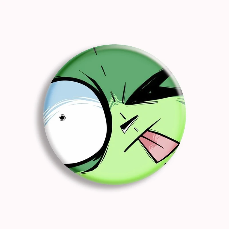 Alien ET Green Invader ZIM Cartoon Button Pin GIR Dog Kawaii Anime Brooch Badge Bag Coat Decor Fans Collect Friend Gift