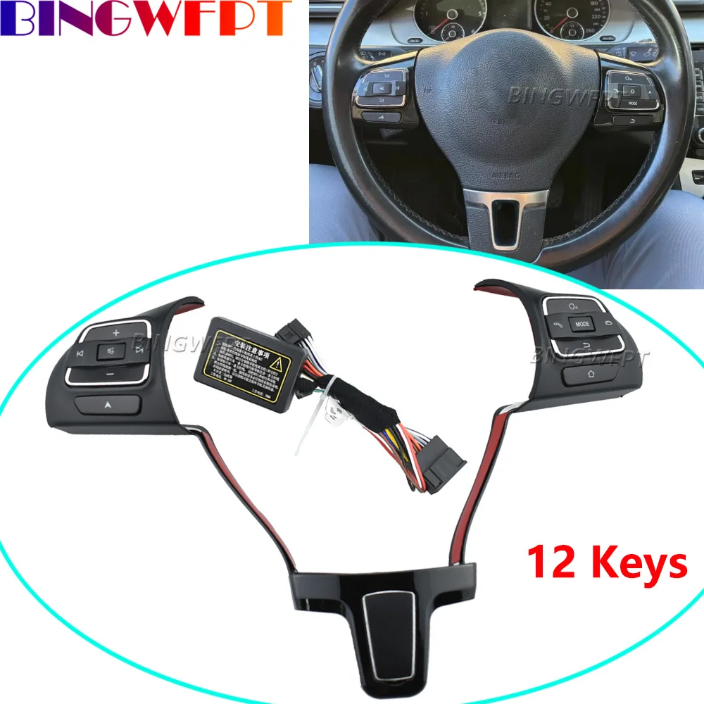 

Car Steering Wheel Buttons For VW Tiguan Touran Golf 6 Jetta MK5 MK6 Passat B7 Polo Multimedia Volume Audio Control Switch