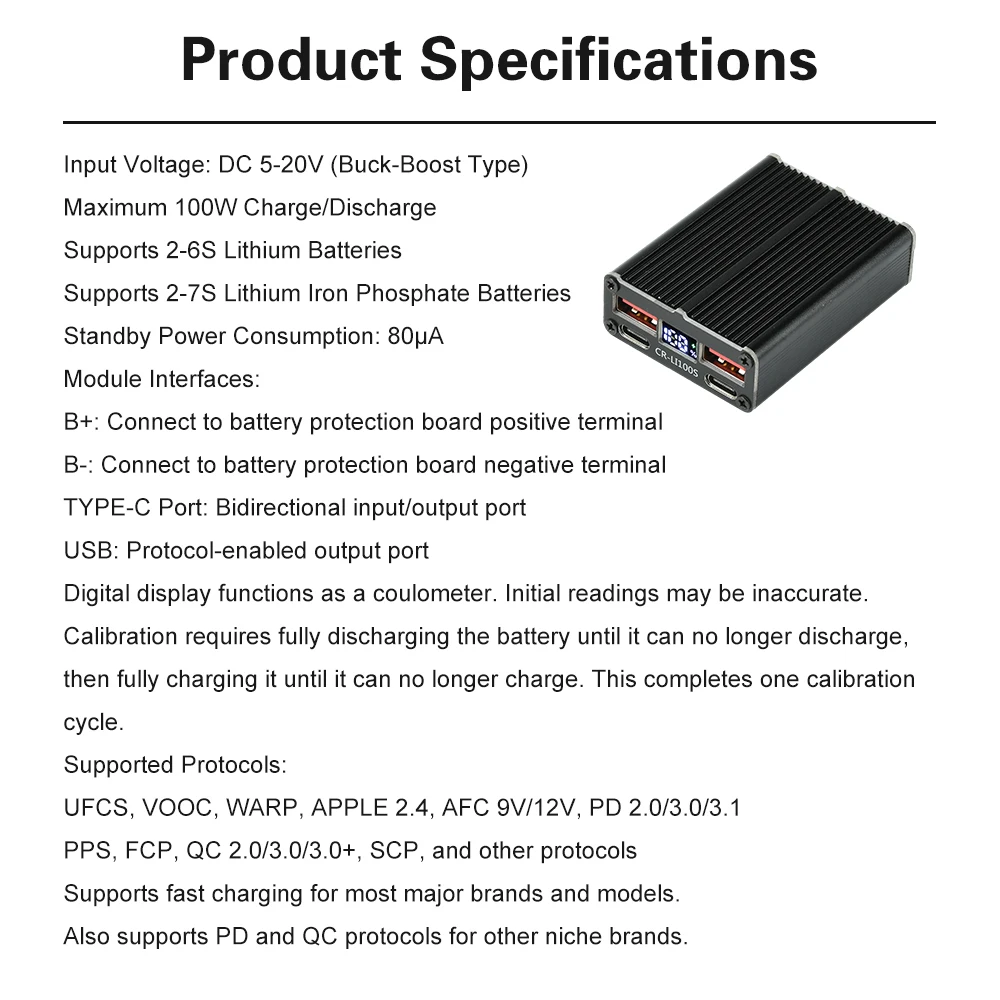 100W Schnelllade-Modul 2-7S XT30 XT60 für Mobile Power Motherboard Lithium-Batterie Lithium-Eisenphosphat-Unterstützung – Detail 29