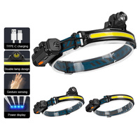 FTOYIN COB Headlamp With Sensor Zoom 6 Light Modes Flashlight USB Rechargeable Built-in Battery Headlight Torch For Hunting Hike