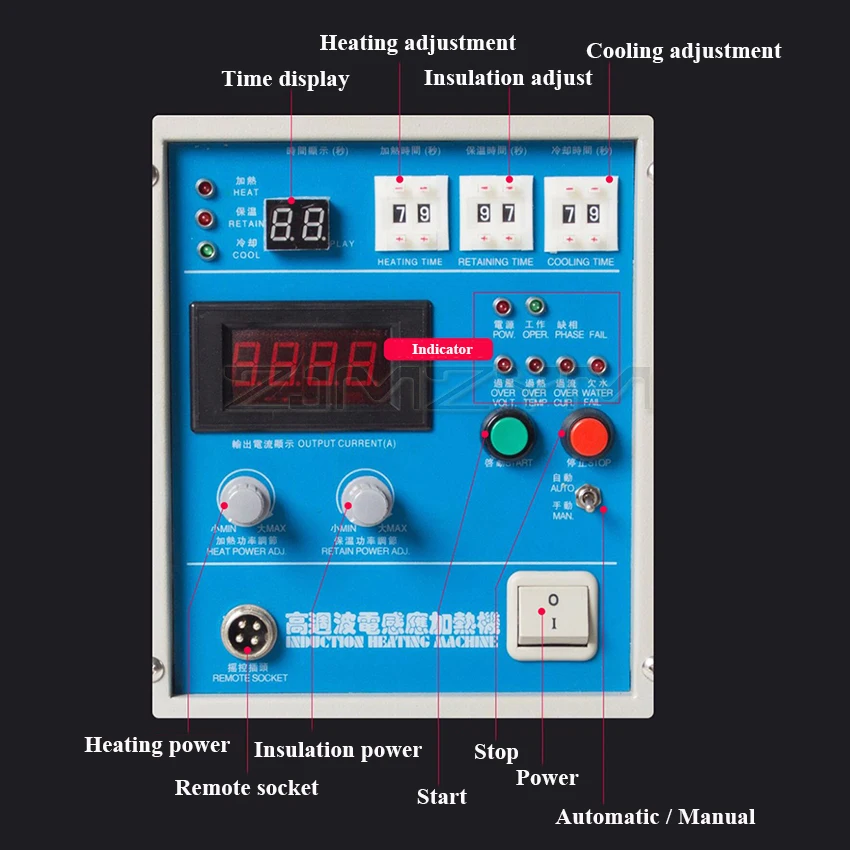 15KW Induction Heater Induction Heating Machine Metal Smelting Furnace High Frequency Welding Metal Quenching Equipment