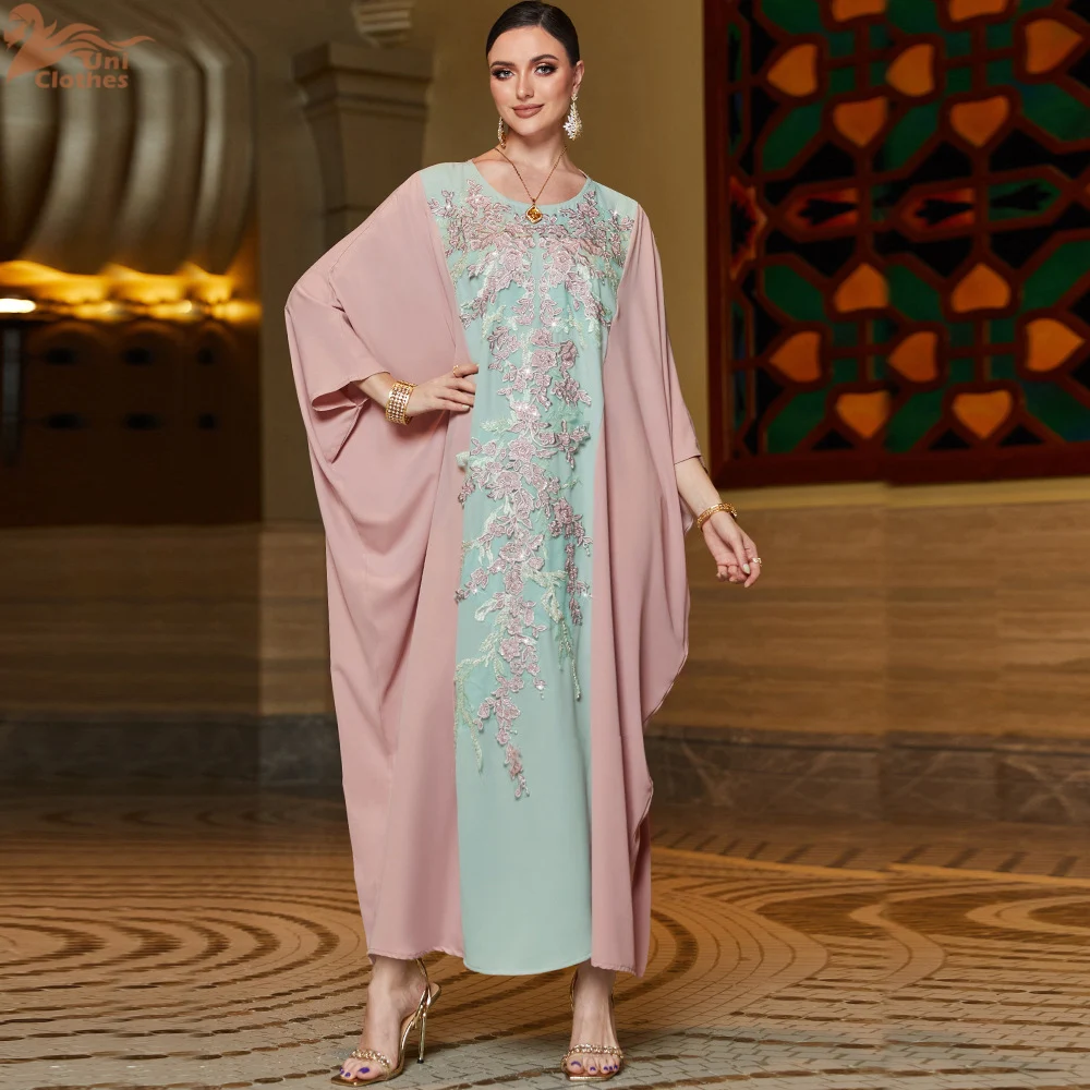 

Eid Embroidery Sequin Party Dress for Women Ramadan Jalabiya Dress Muslim Abaya Maxi Robe Moroccan Caftan Party Vestidos 2024