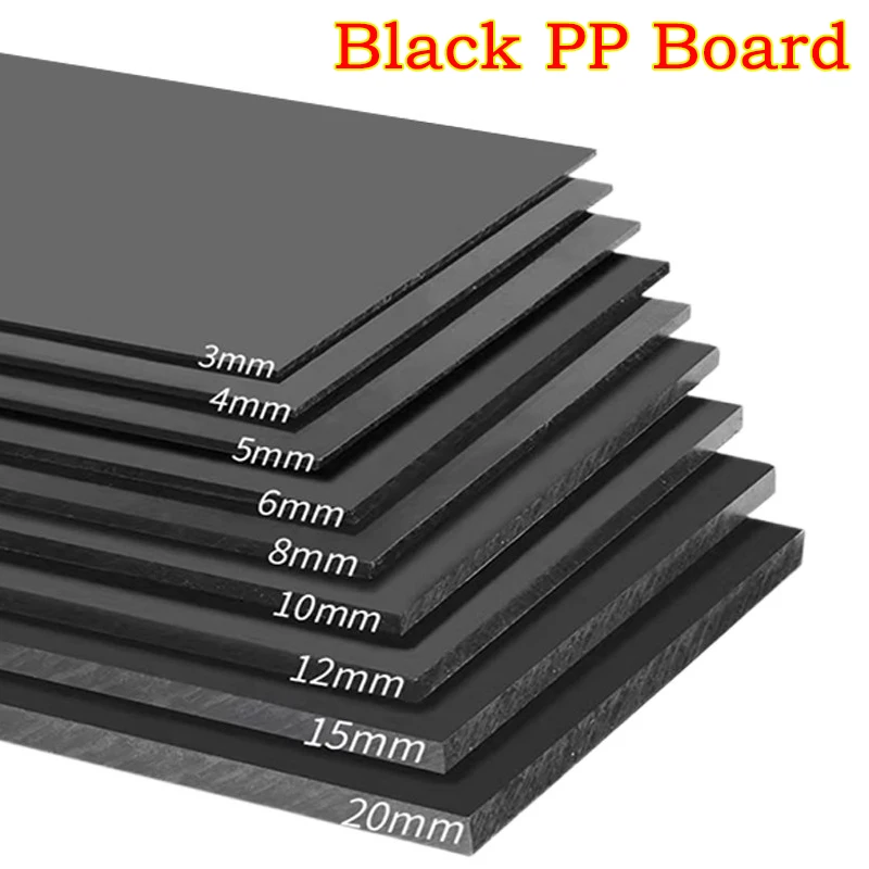 

1~5pcs Length/Width:50~300mm Thickness:3~20mm Black PP (Polyethylene) Board Black Waterproof Hard Board, Plastic Board