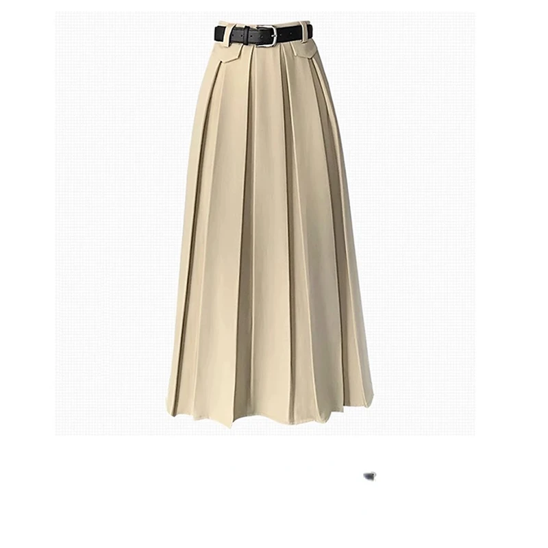 2024 E-Girl 90s Autumn Solid Causal Women Skirts  All Match Pleated Skirt Sexy Chic Fashion High Waist Elegant Mujer Faldas