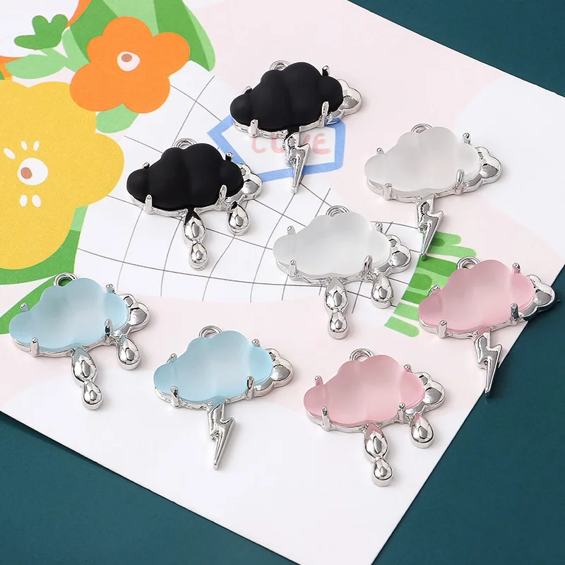 Simple sweet and cool flash raindrop cloud alloy pendant DIY handmade earrings jewelry bracelet necklace accessories