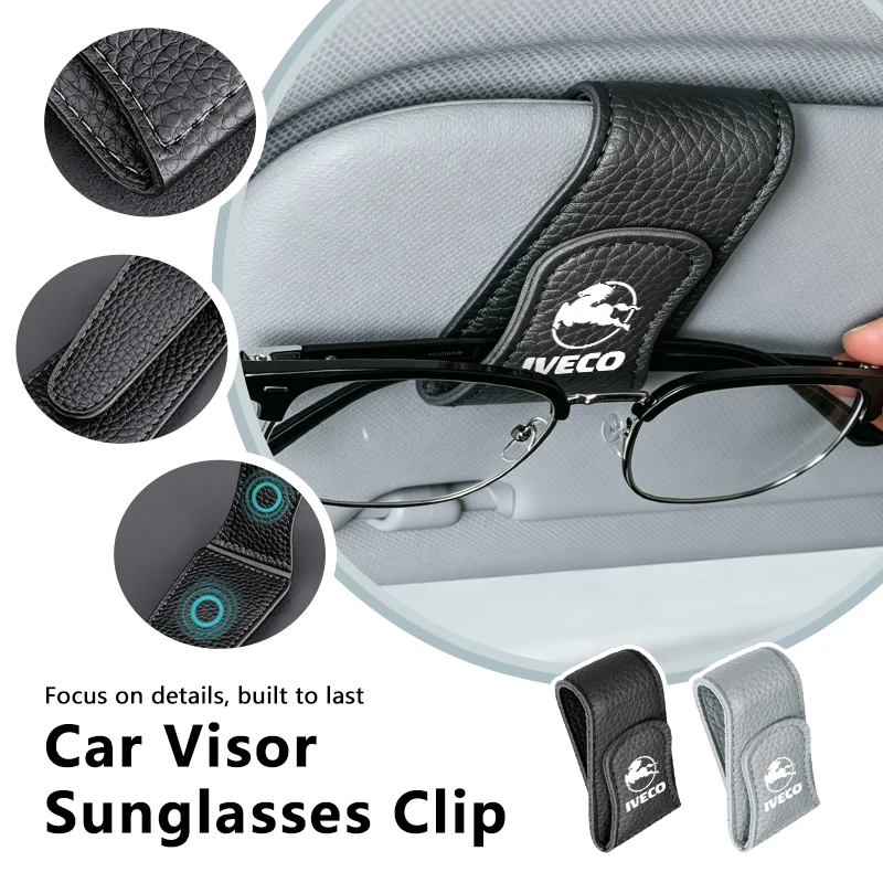 Visera solar para coche, clip de almacenamiento de gafas de sol de cuero para IVECO Daily Van Chassis Cab e-Daily Eurocargo 4x4 T-Way