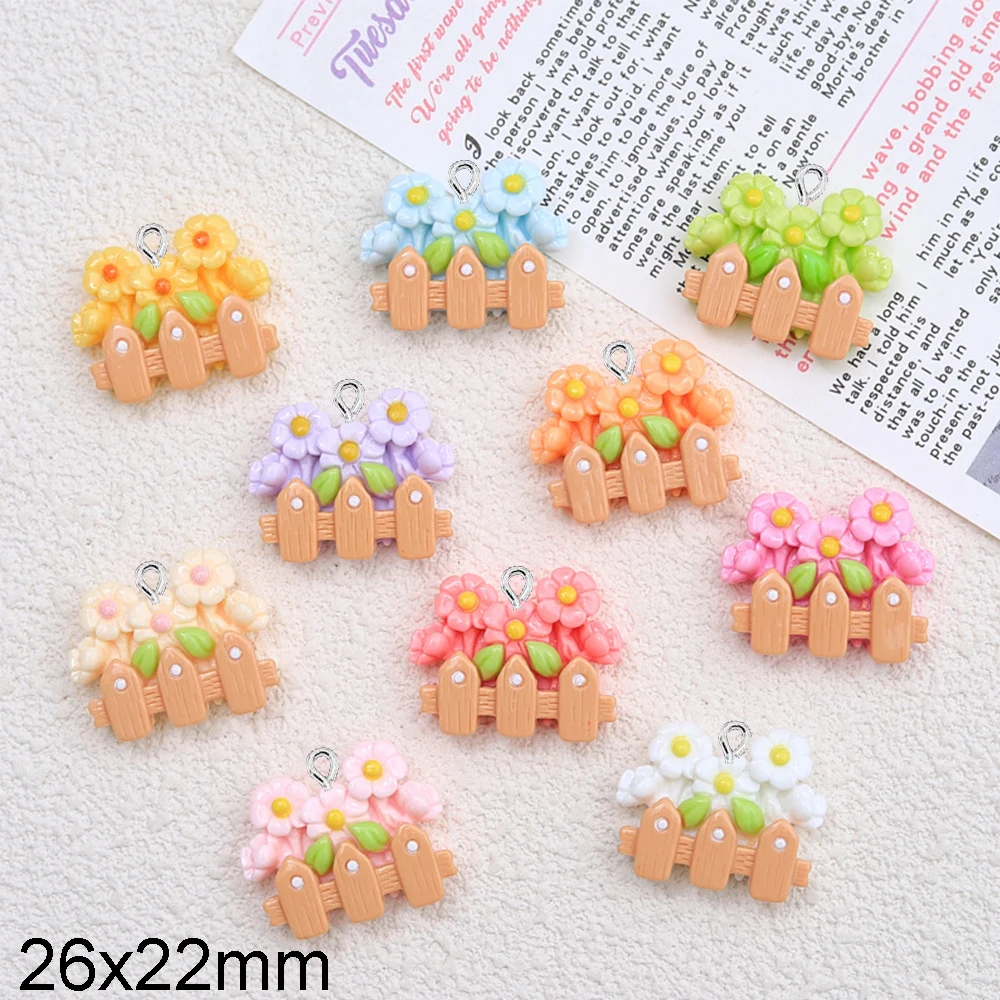 10PCS Shiny Flower Fence Series Flat Back Charms For Earrings Bracelet Hairpin DIY Jewelry Pendants Decoration Accessories