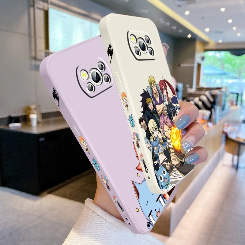 F-Fairy Tail Cartoon Cute Liquid Left Rope For Xiaomi Mi Poco X6 X5 X4 X3 M6 M5 M5S M4 M3 F5 F4 F3 C65 C55 C40 Pro 5G 4G Soft