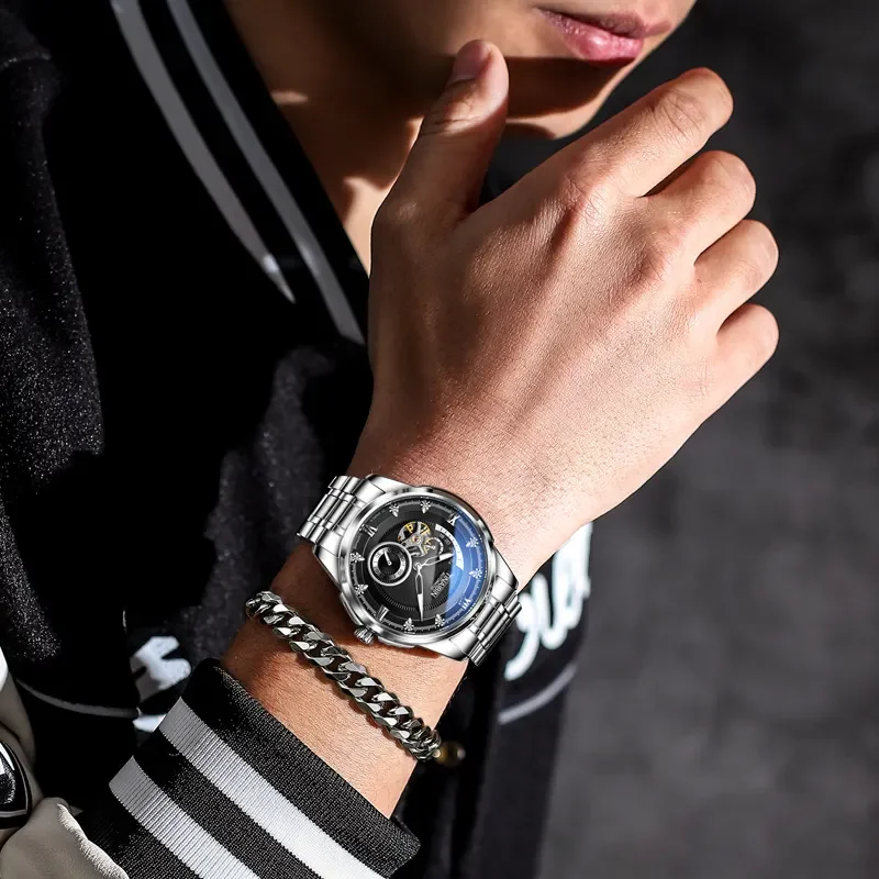 Watch Men Skeleton Automatic Mechanical Watch Gold Skeleton Vintage Man Watch Mens Watches Top Brand Luxury часы мужские