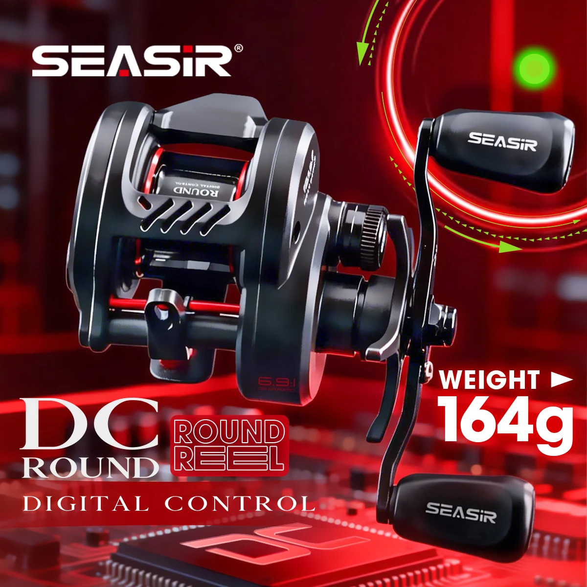Carrete de pesca SEASIR DC-ROUND, carrete de tambor DC, engranajes de latón, para agua salada, lanzado largo, ultraligero de 164g, para agua dulce y marina.