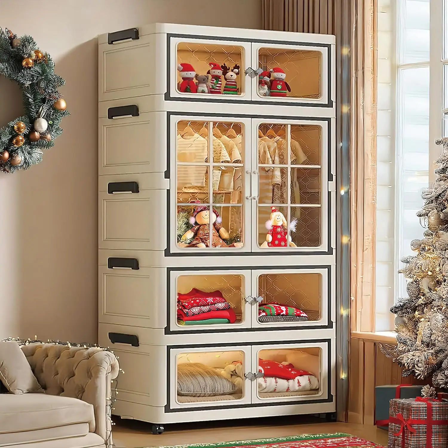 Collapsible Storage Bins With Lids, Folding Storage Cabinet…