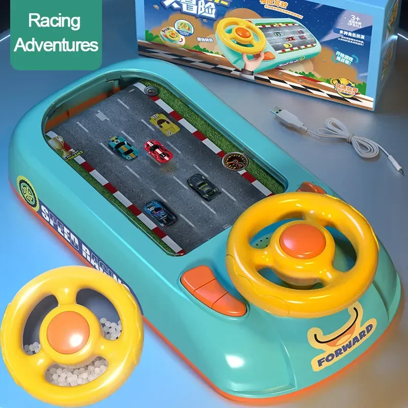 

Children Racing Steering Wheel Driving Toy Vehicle Electronic Simulation Adventure Desktop Game Simulated Driving Toys for Kids