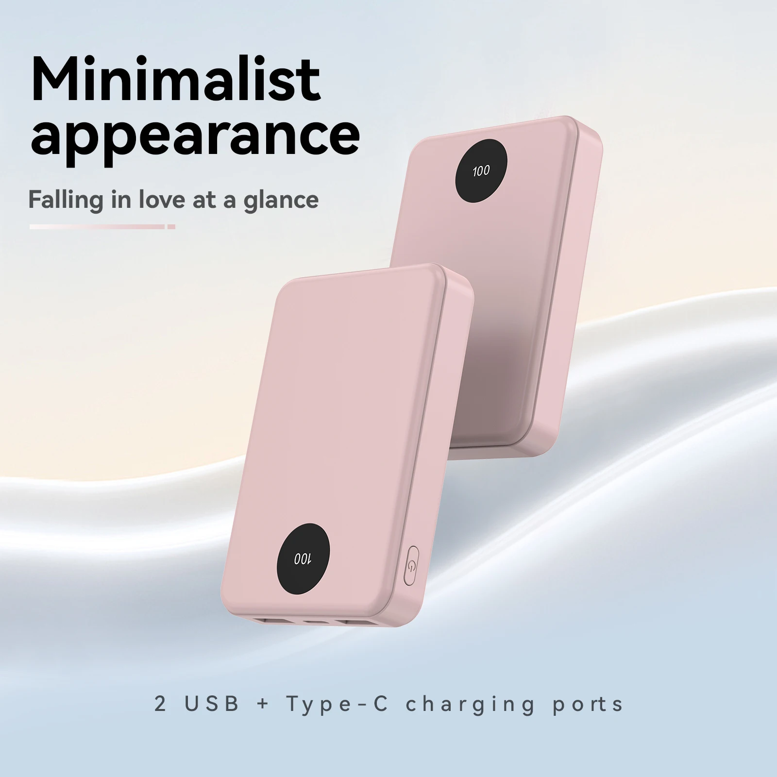 Portable Charger 10000mAh Power Bank, Dual USB Output & USB-C Input Output, Digital Screen Display External Battery for Cell Pho