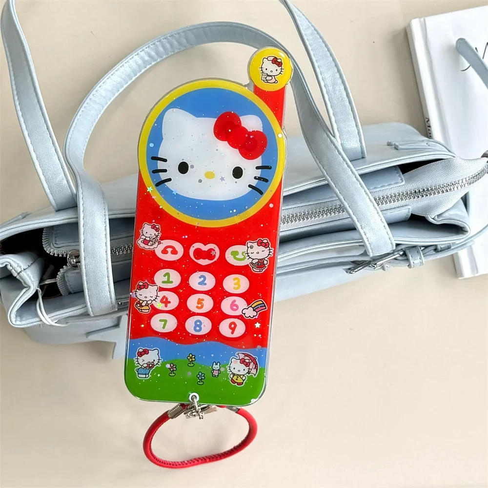 

Cute creative opening mirror Hello Kitty cat cartoon phone case, suitable for iPhone 13, 14, 15, 16 Pro Max with lanyard