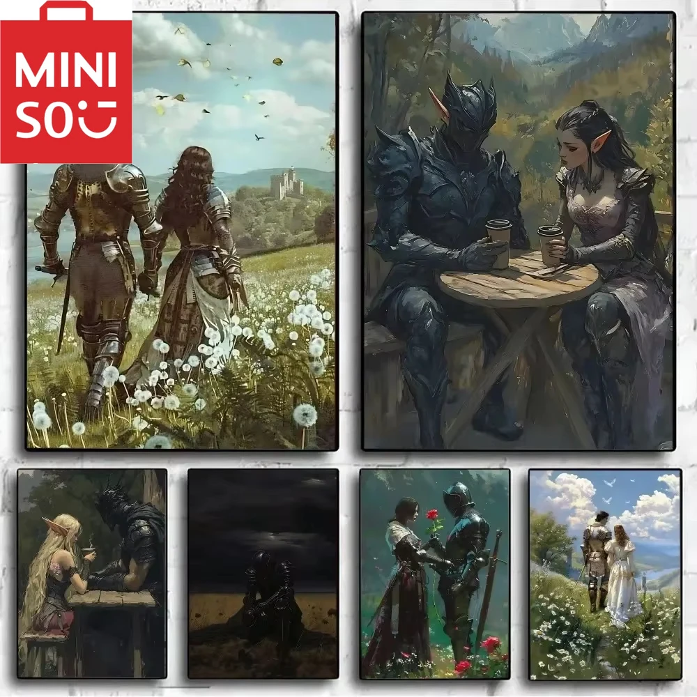 

MINISO DIY без рамки, цифровая картина маслом, рыцарь и девичник, украшение для дома, картина, настенная, спальня, декор комнаты, подарок