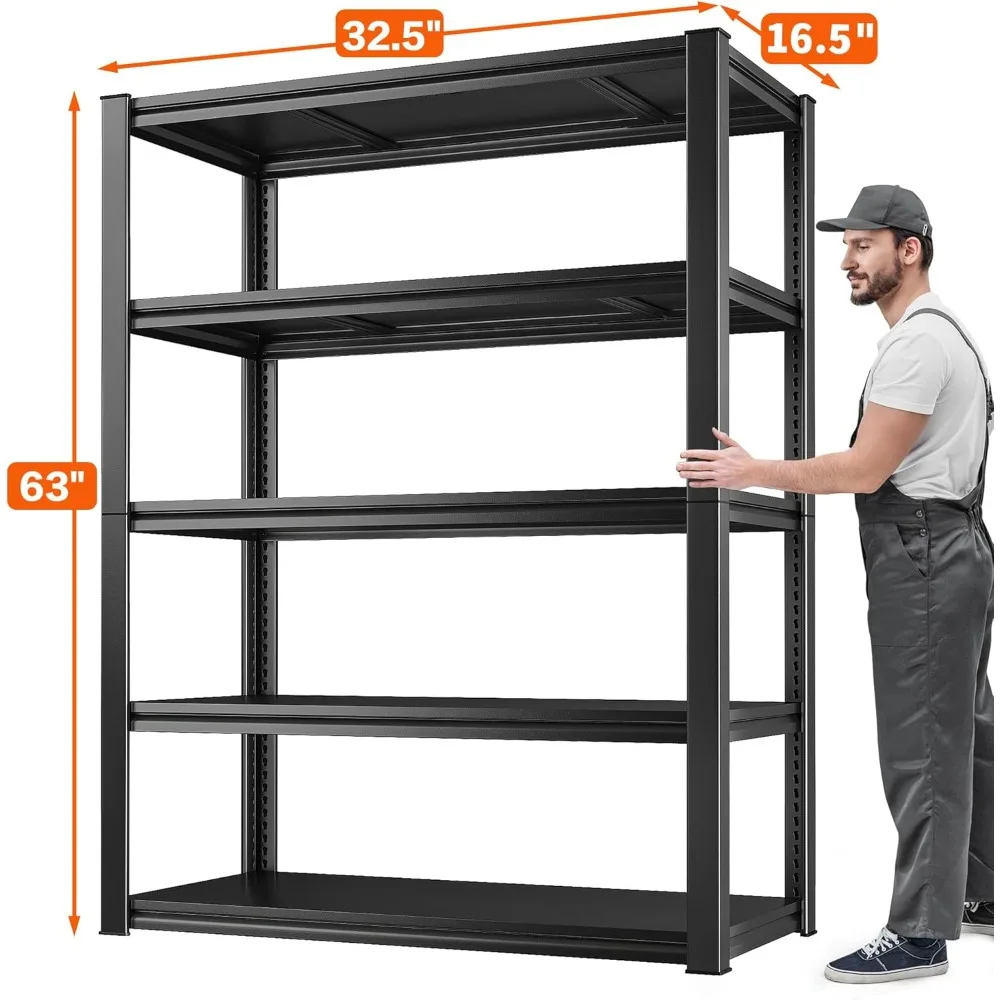 Garage Storage Shelves Heavy Duty Garage Shelving, 2 Pack, Heavy Duty Shelving Loads 2050Lbs, Adjustable 5-Tier Metal