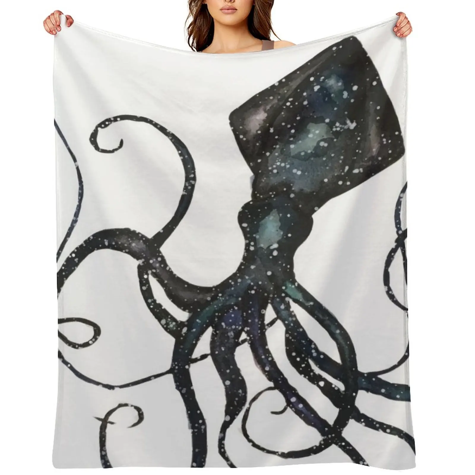 

Galaxy Squid Watercolor Throw Blanket Sofas Retros Decorative Beds Decorative Sofas Blankets