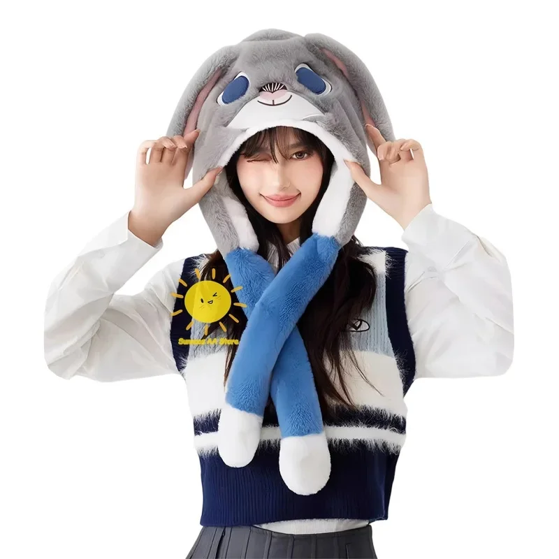 Premium Outfit Beast Kingdom Props Plush Zootopia Cosplay Warmth Headwear Movable Ears Nick Judy Hat Halloween Gifts view 3