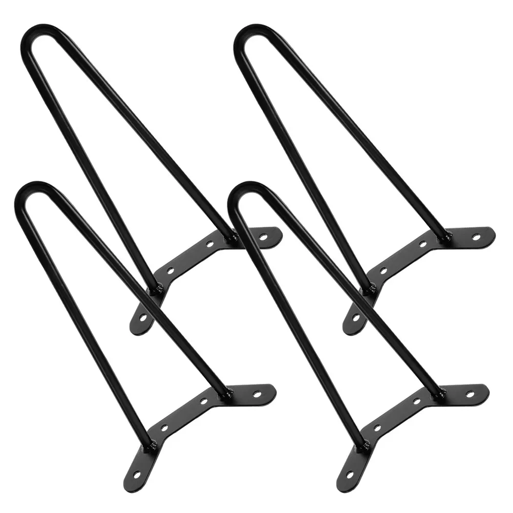 4pcs 250mm Black Simple Iron Table Legs for DIY Furniture Metal Hairpin Legs Portable Sturdy Wear Resistant Easy Install Mini