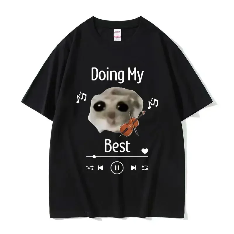 Funny Sad Hamster Meme Cry BiG Eye Cute Mouse T Shirt Women Fashion Kawaii Clothes T-shirts Women T-shirt