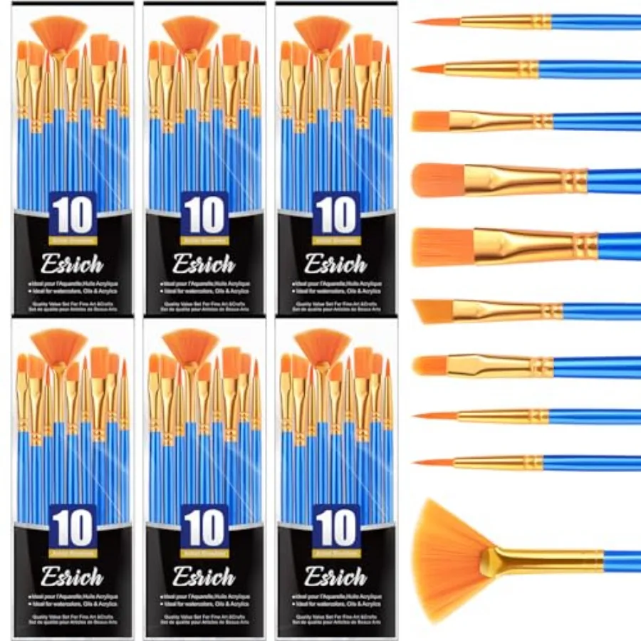 

Paint Brushes, 6Packs-cs Paint Brush for Acrylic Painting, Acrylic Paint Brush Set for Oil Watercolor, Body Face Rock Canvas, S