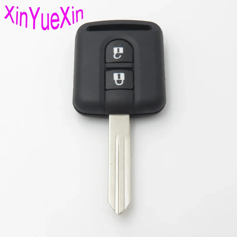 XinYueXin Remote Key Blank Shell Case for Nissan Pathfinder Navara 2 Button Replacement Enclosure Uncut Blade