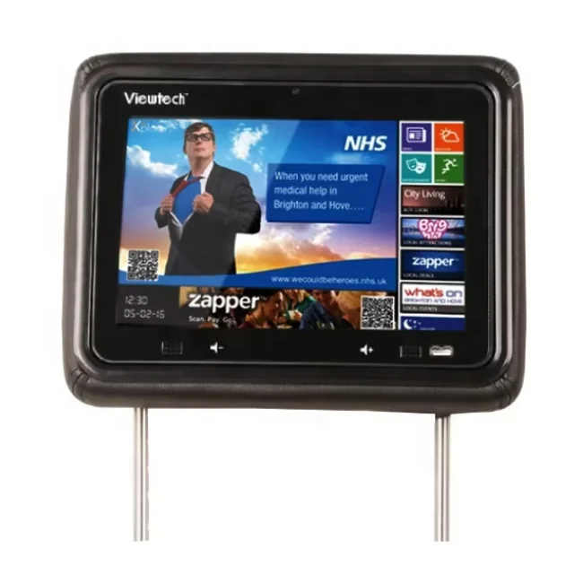 10.1 Inch Car Taxi Advertising Tv Tft Lcd Monitor Headrest Screen Passenger Advertisemengt Monitor With Pillow