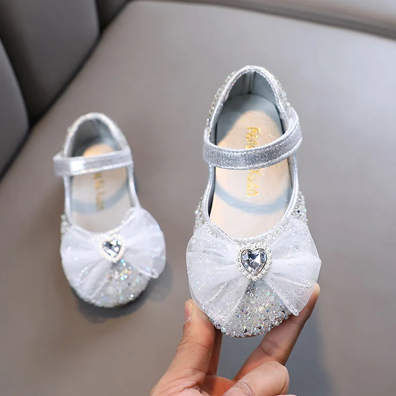 

Fashion Children's Shoes Girls Rhinestone Bow Party Wedding Shoes Students Princess Shoes Flats Spring Autumn H790