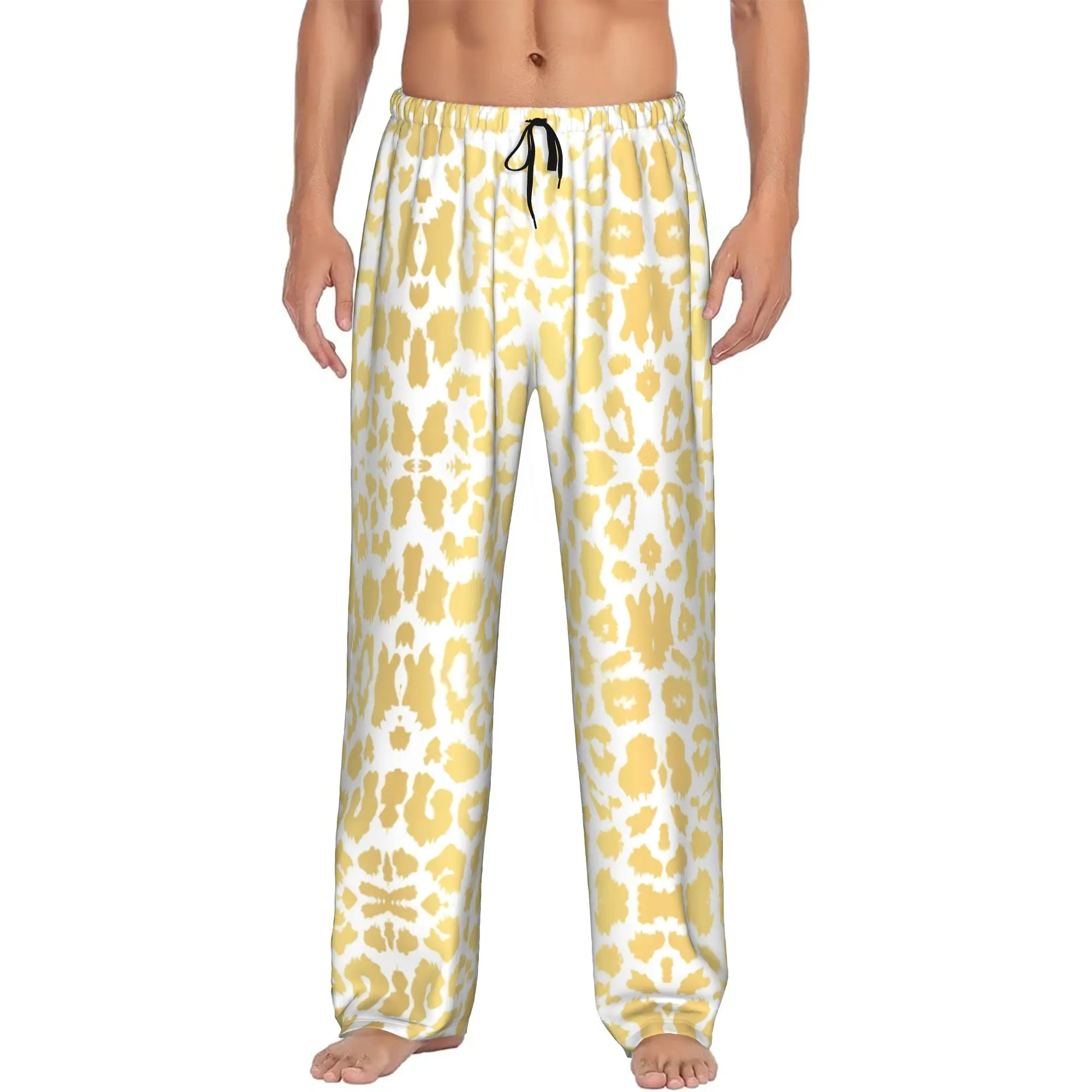 Custom Print Leopard Print Colorful Pajama Pants for Men  Sleep Sleepwear Bottoms with Pockets
