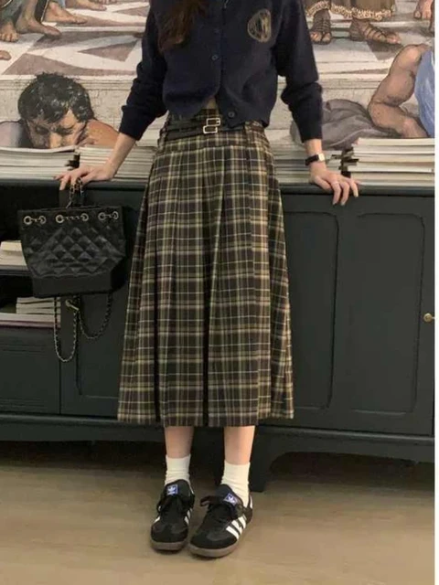 Long Japanese Pleated Skirt School Uniform Skirt Long Japanese Long Skirt Plaid Skirts Aliexpress